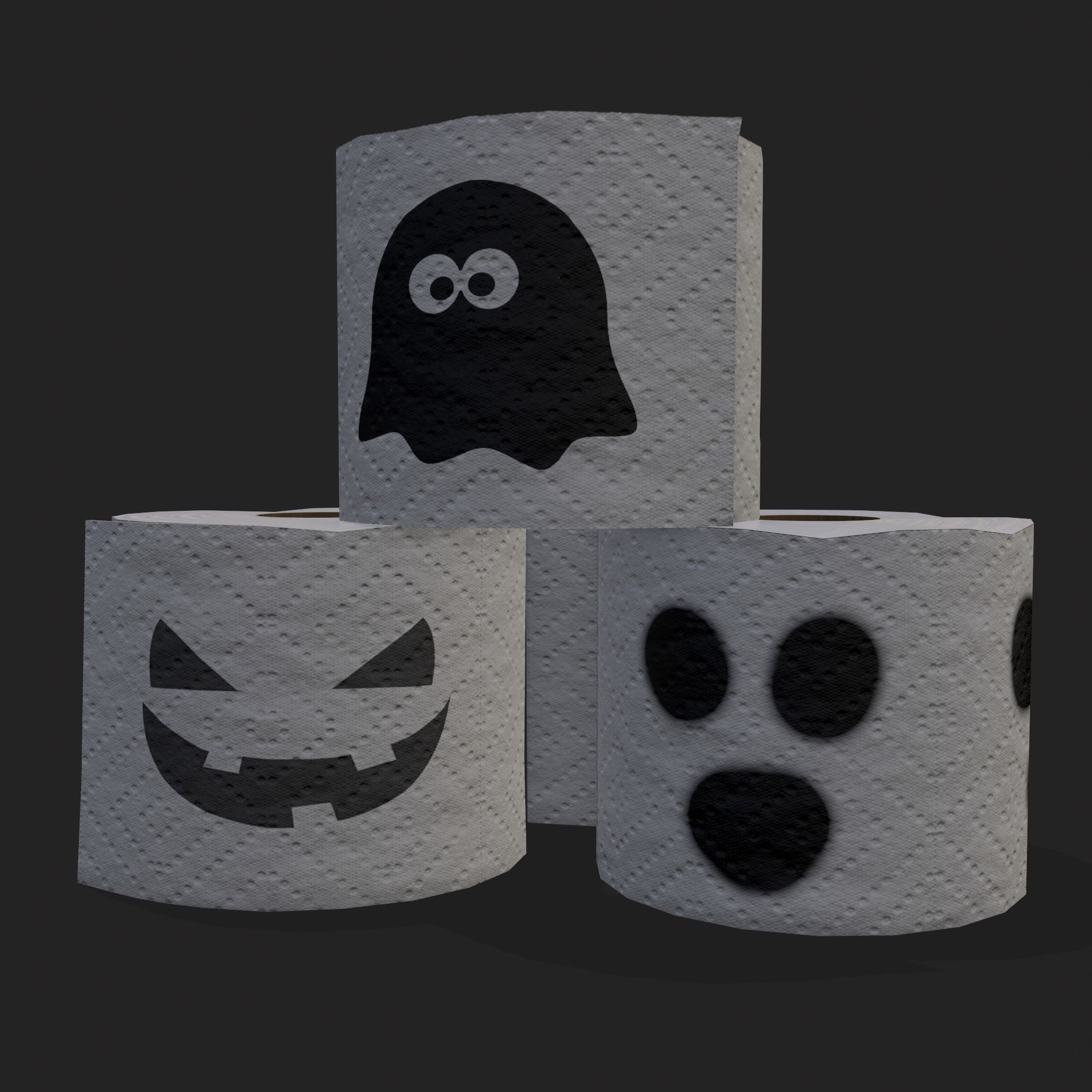 Spooky Toilet Paper Low-poly 3D model_15