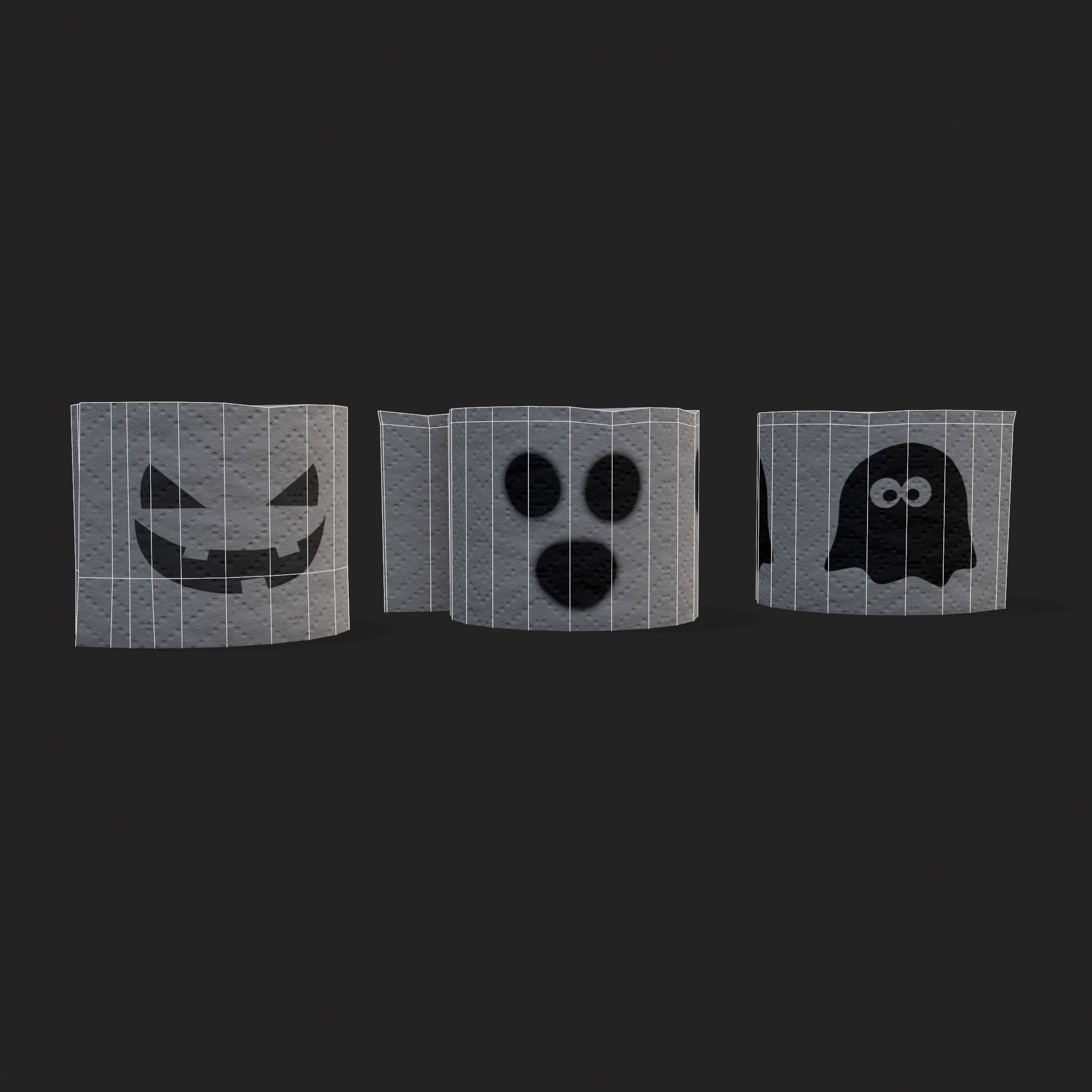 Spooky Toilet Paper Low-poly 3D model_4