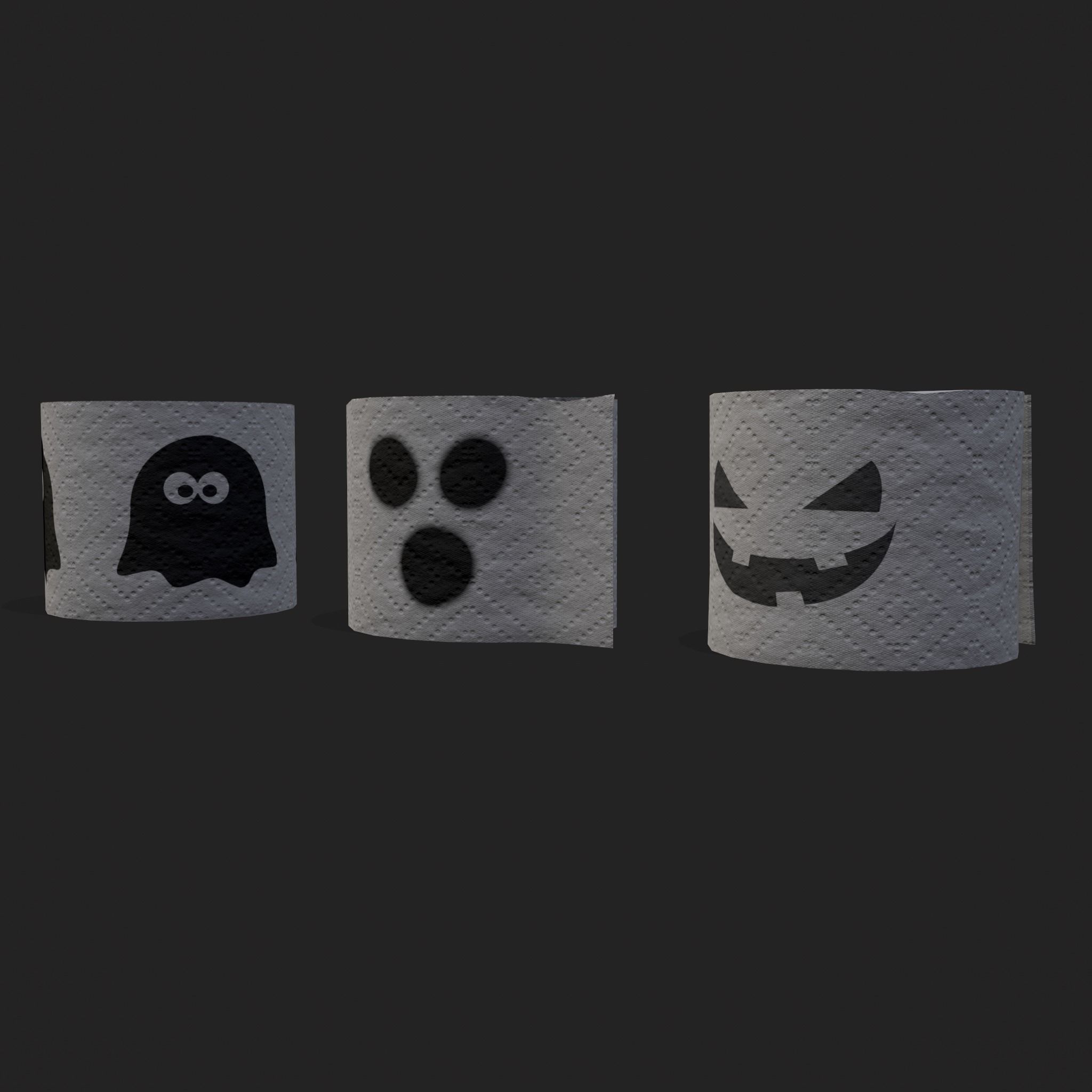 Spooky Toilet Paper Low-poly 3D model_5
