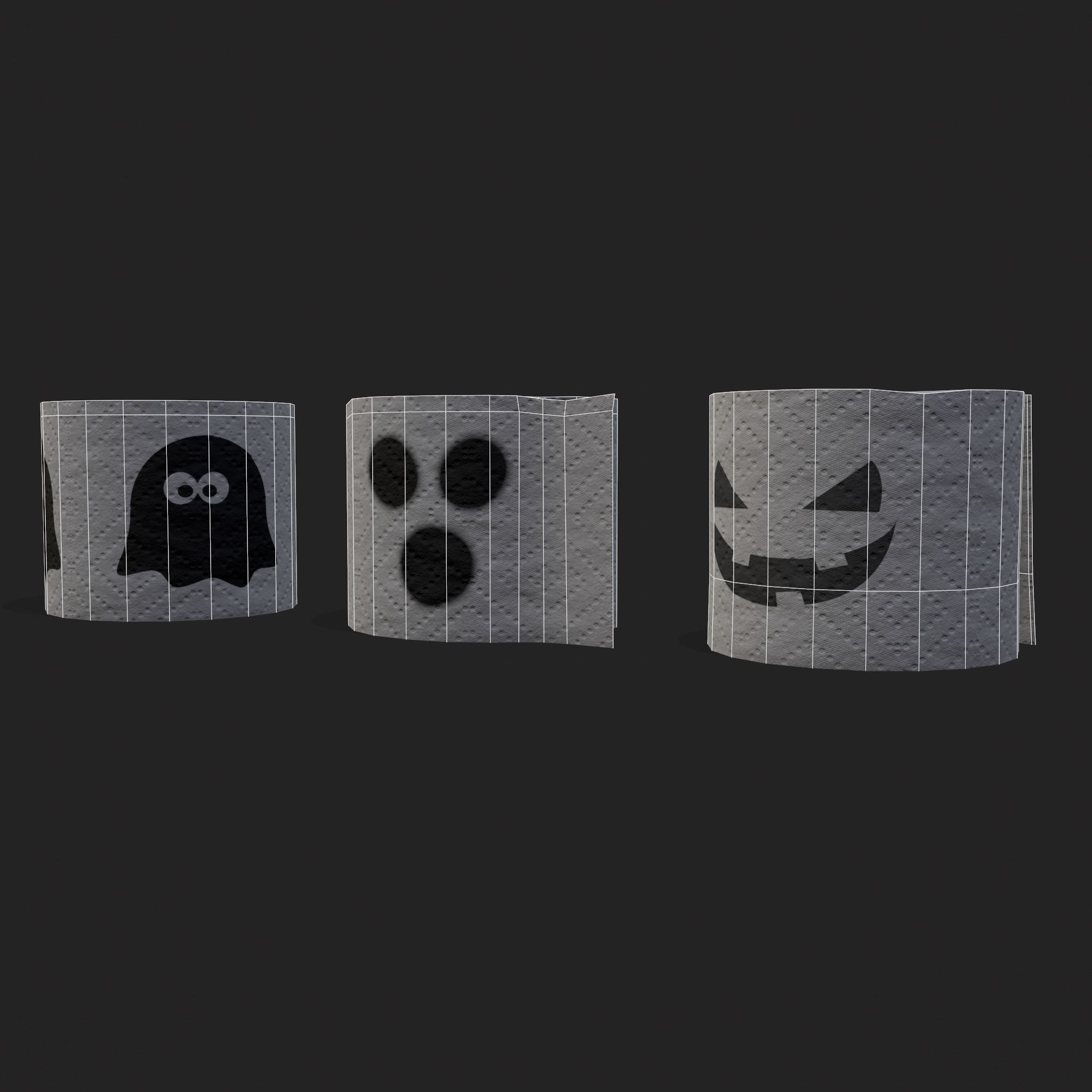 Spooky Toilet Paper Low-poly 3D model_6