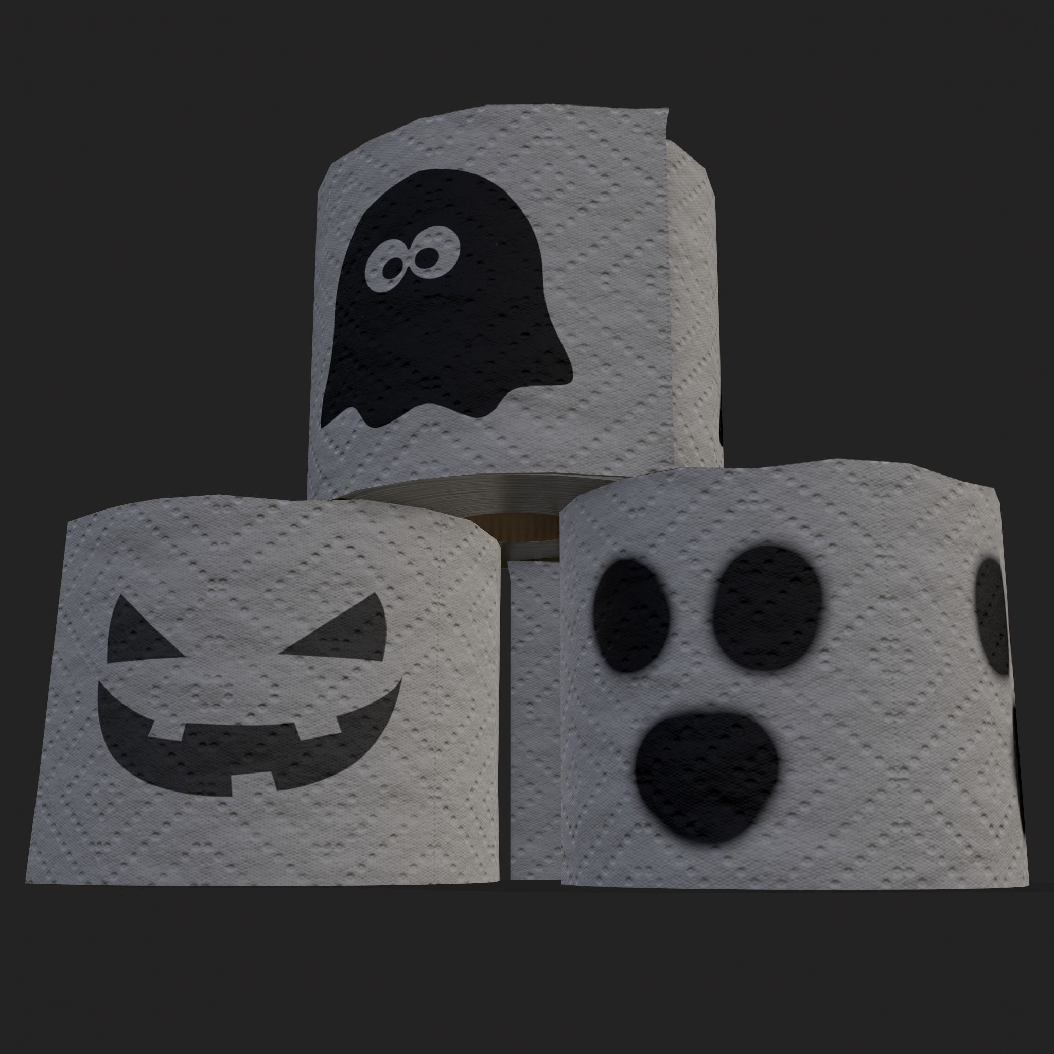 Spooky Toilet Paper Low-poly 3D model_19