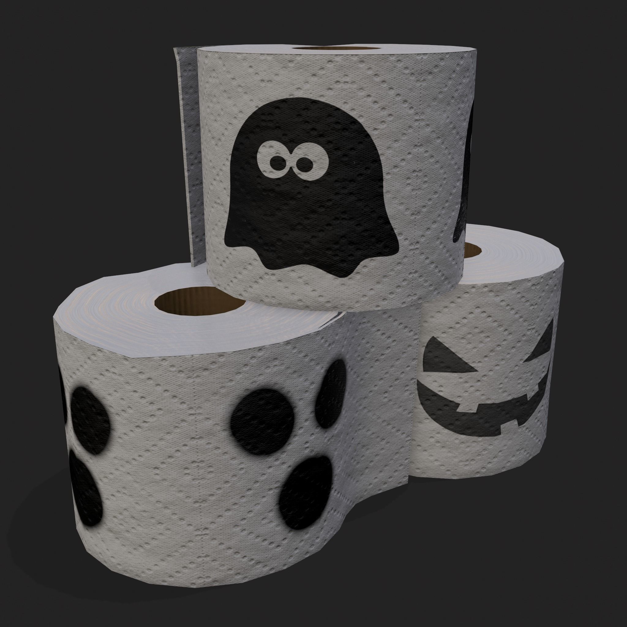 Spooky Toilet Paper Low-poly 3D model_17