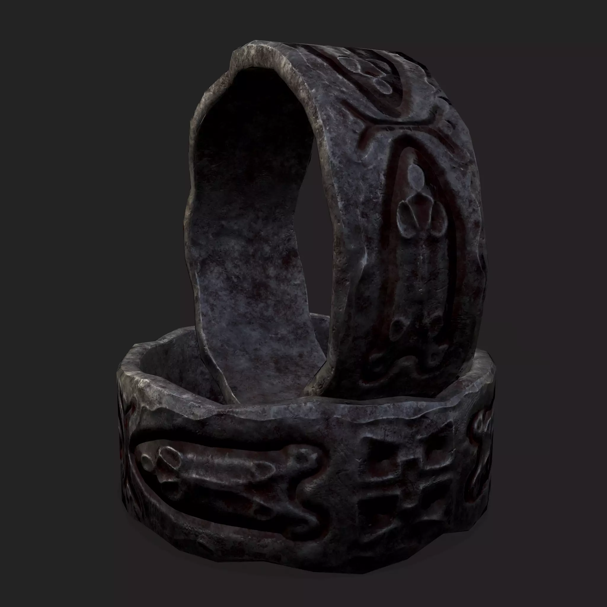 Rusting Medieval Iron Ring Low-poly 3D model_0