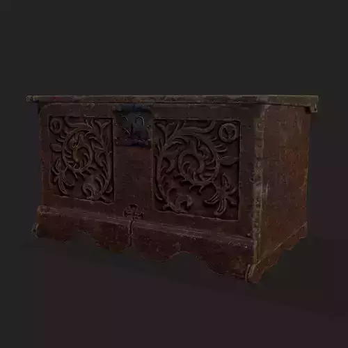 Small Rustic Medieval Wooden Chest Low-poly 3D model