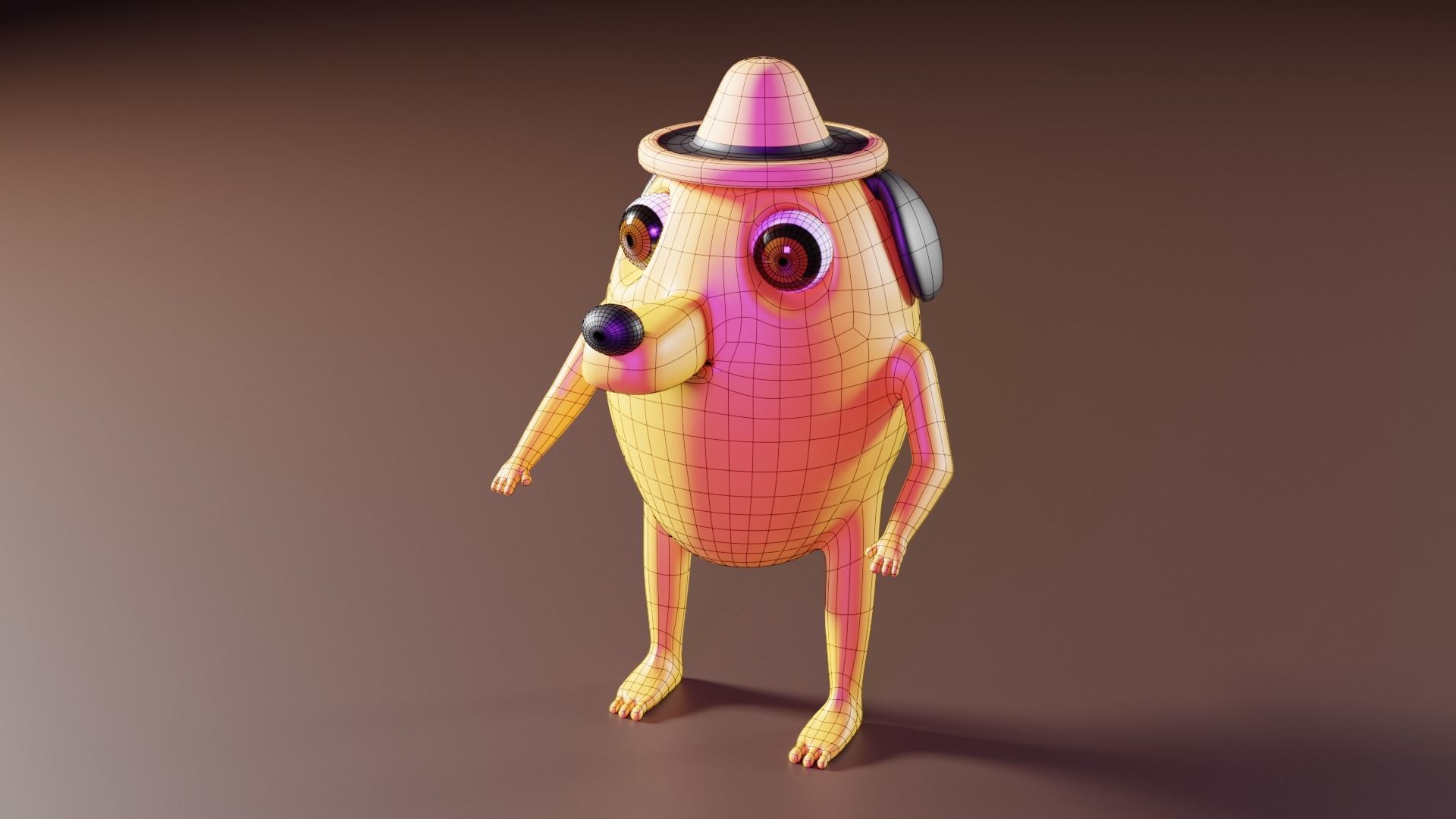Doggy banana wearing hat Free low-poly 3D model_5