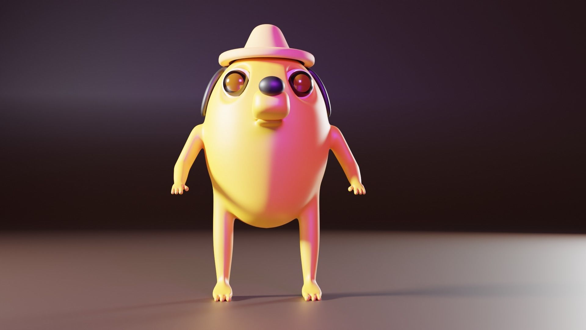 Doggy banana wearing hat Free low-poly 3D model_3