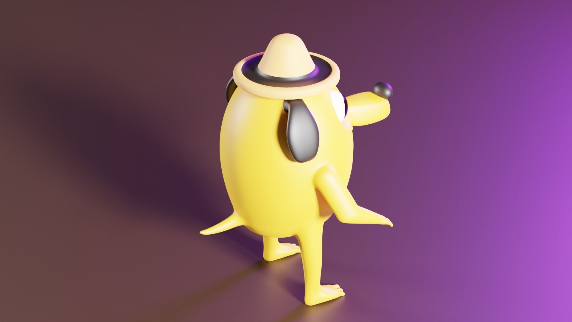 Doggy banana wearing hat Free low-poly 3D model_2