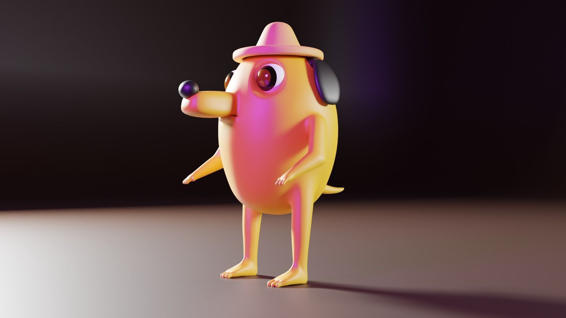 Doggy banana wearing hat Free low-poly 3D model_1
