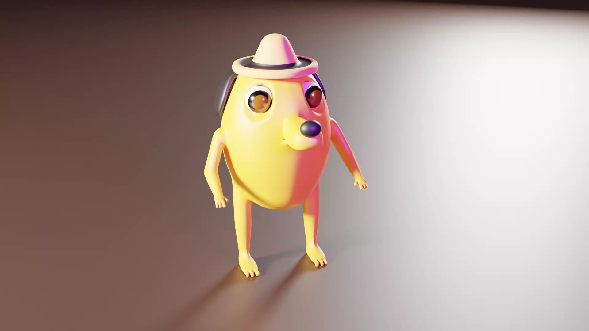 Doggy banana wearing hat Free low-poly 3D model_0
