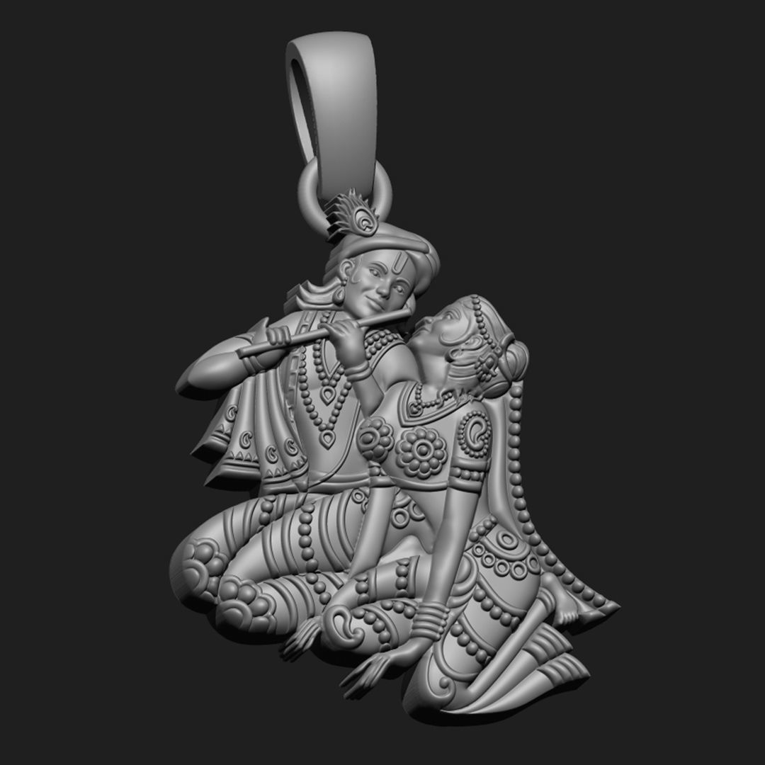 Radha-Krishna Pendent 3D print model_1