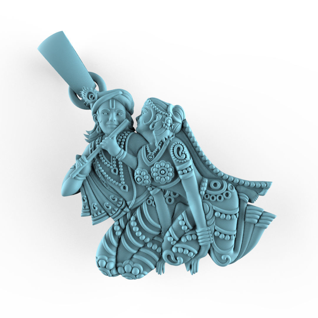 Radha-Krishna Pendent 3D print model_3