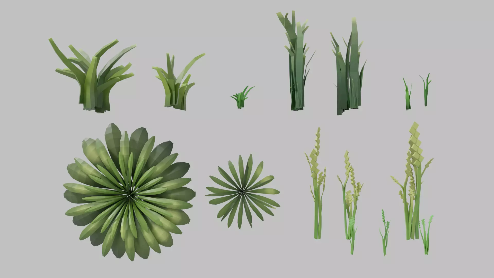 Low Poly Grass and Fern Pack Low-poly 3D model_0