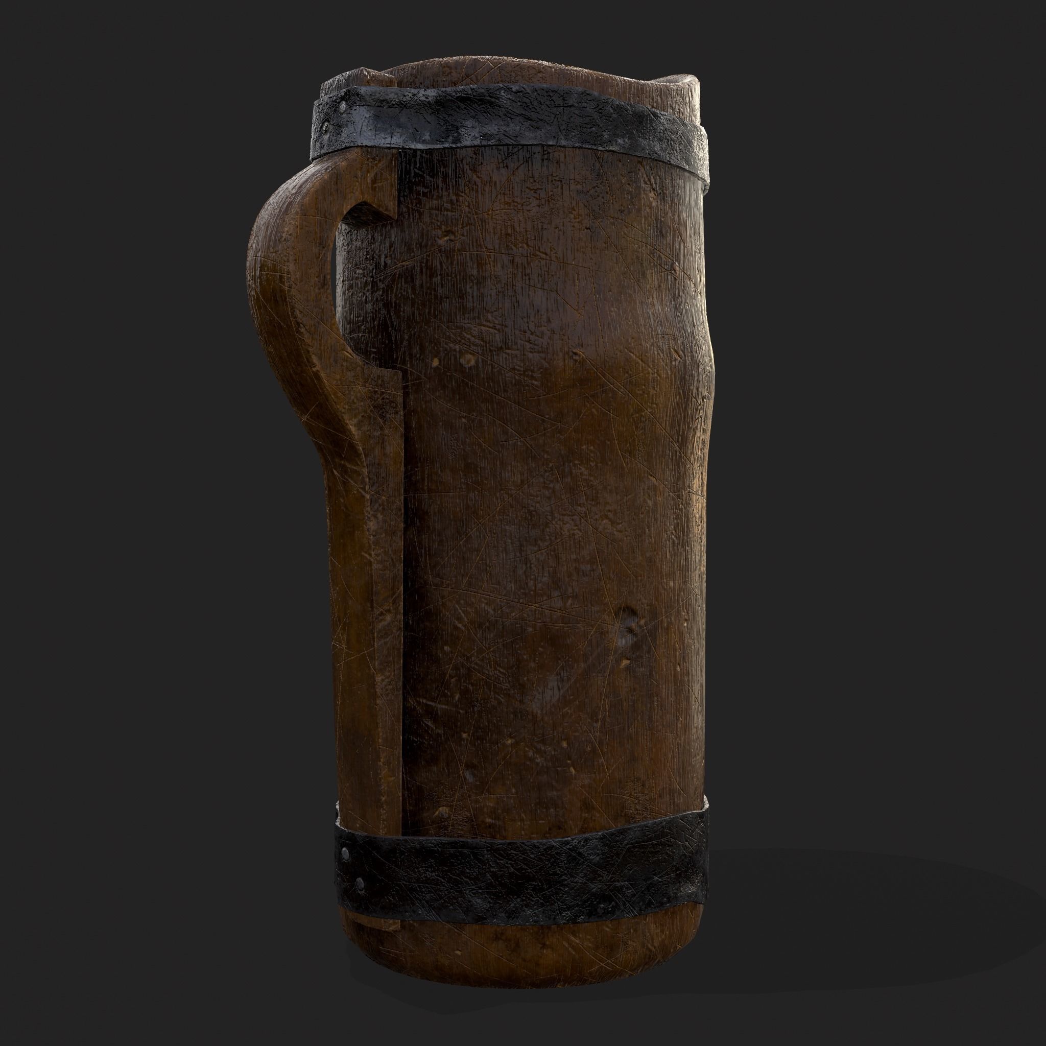 Rustic Wooden Beer Pitcher Low-poly 3D model_7
