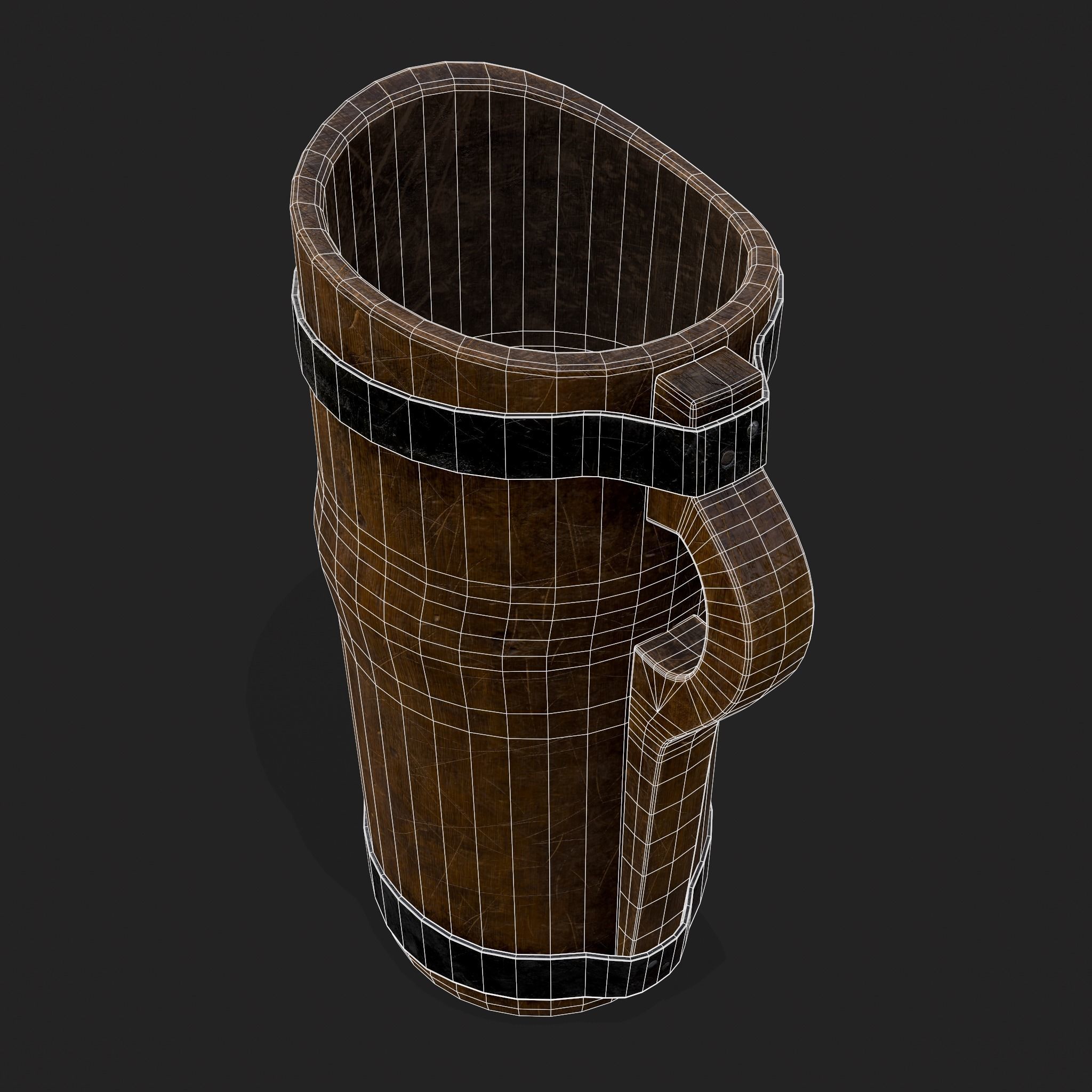 Rustic Wooden Beer Pitcher Low-poly 3D model_16