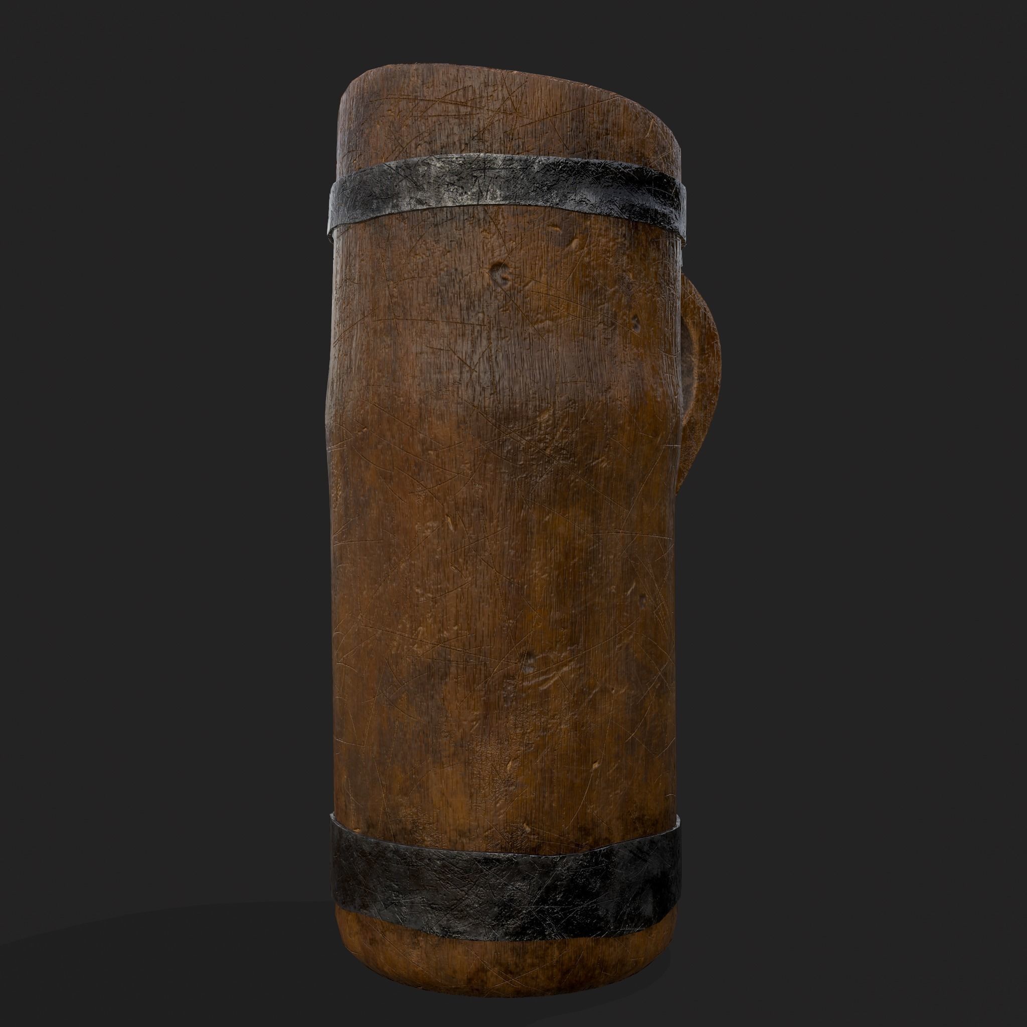 Rustic Wooden Beer Pitcher Low-poly 3D model_3