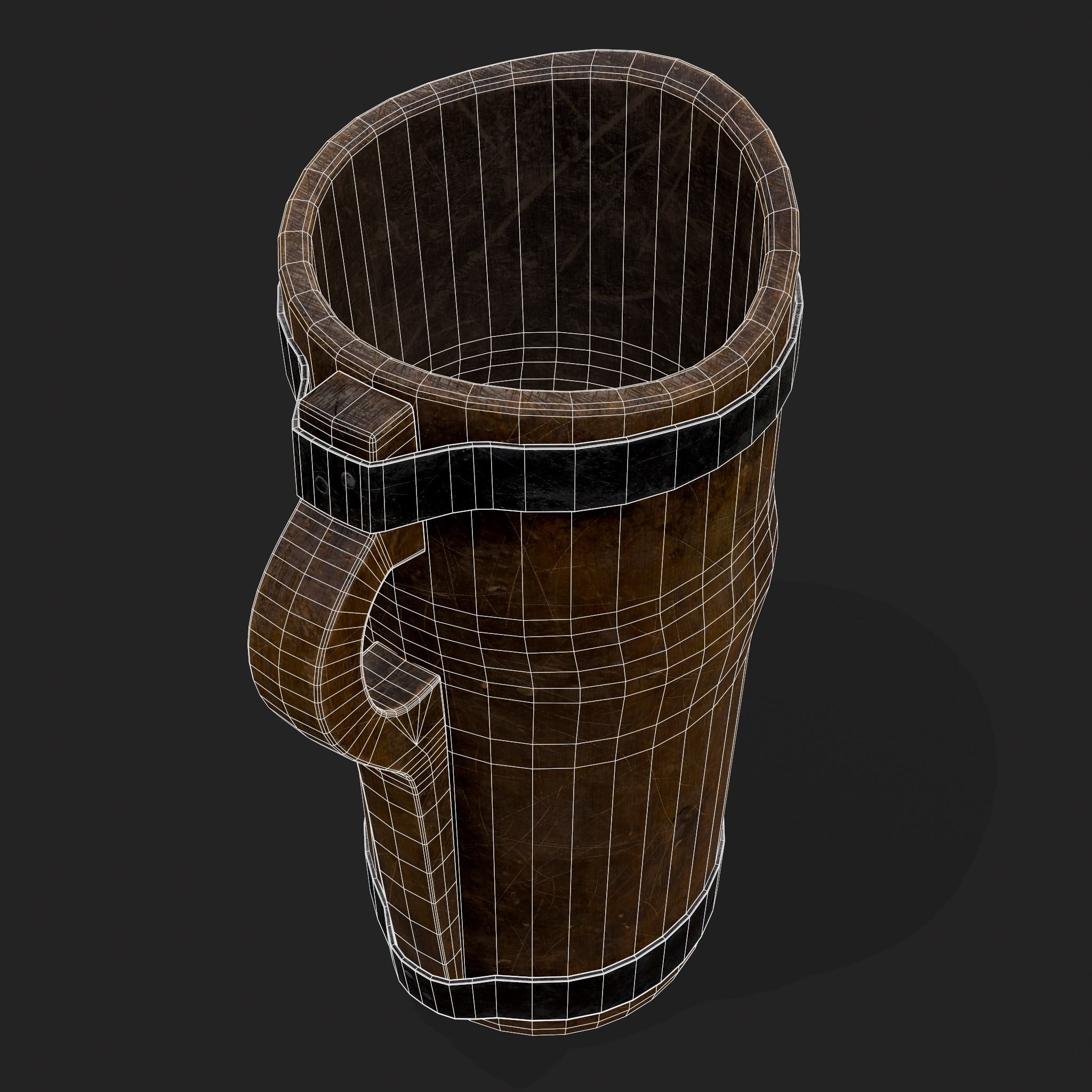 Rustic Wooden Beer Pitcher Low-poly 3D model_20
