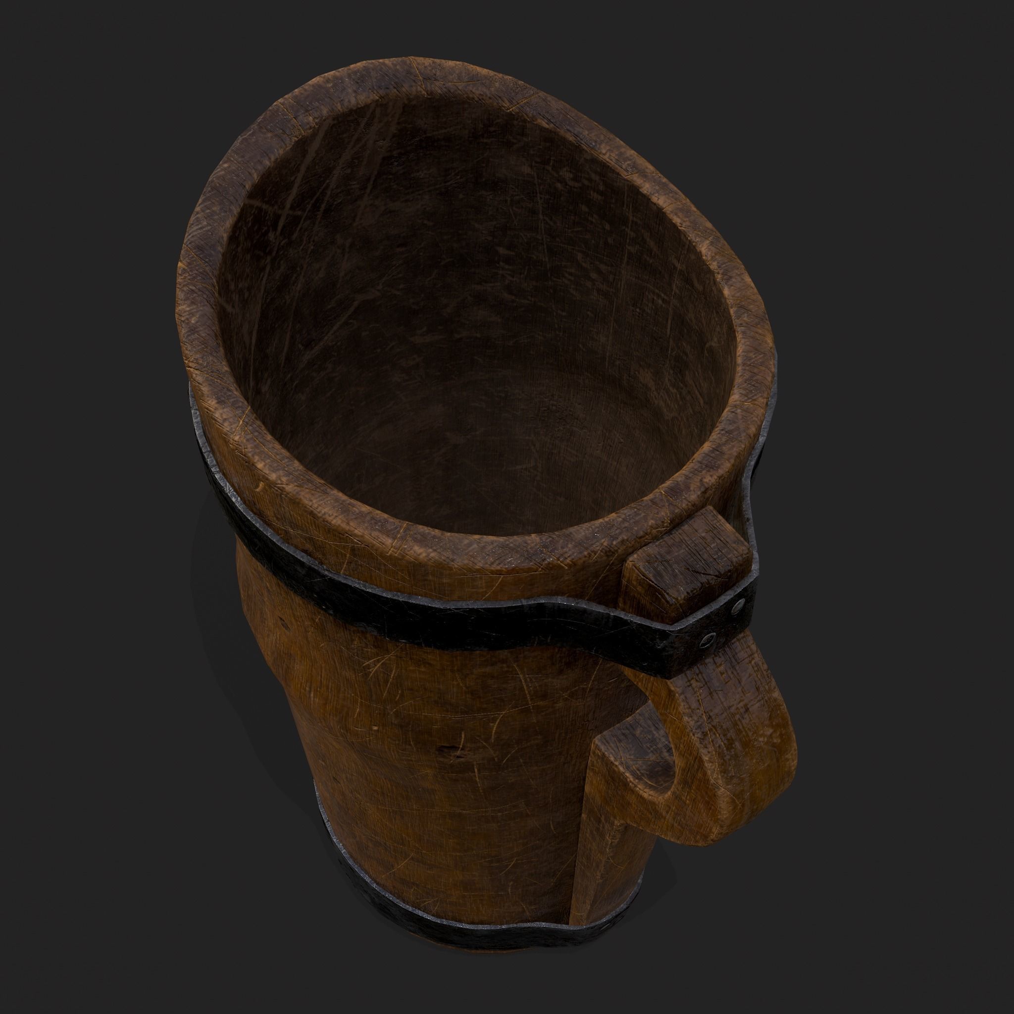 Rustic Wooden Beer Pitcher Low-poly 3D model_5