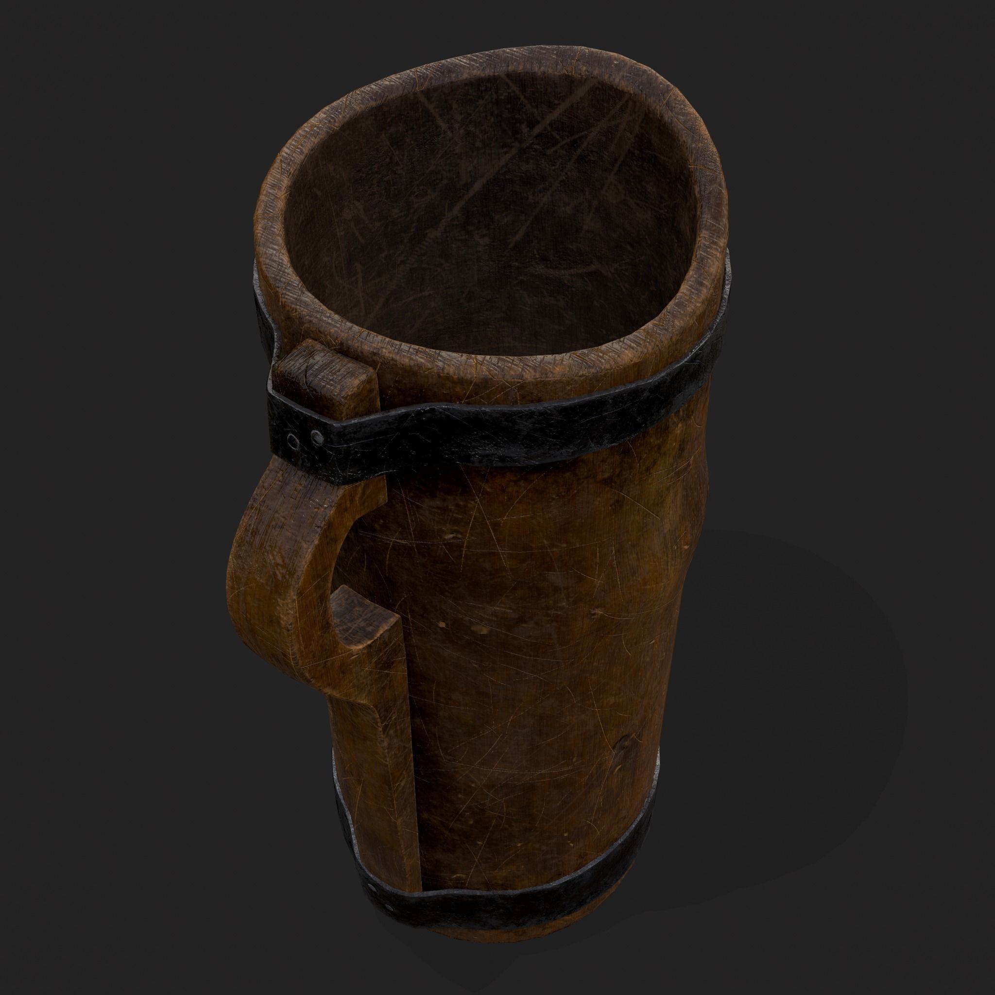 Rustic Wooden Beer Pitcher Low-poly 3D model_19