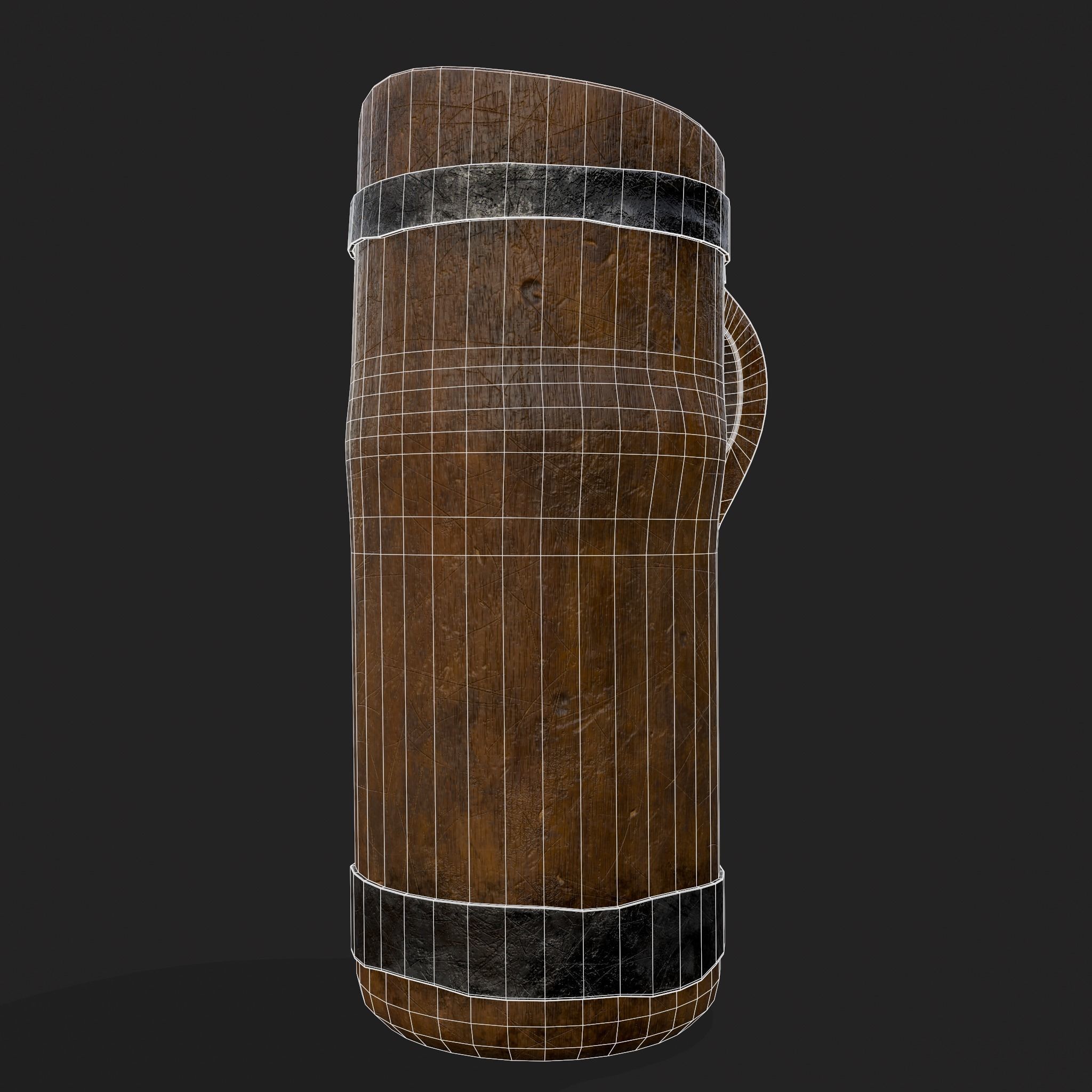 Rustic Wooden Beer Pitcher Low-poly 3D model_4