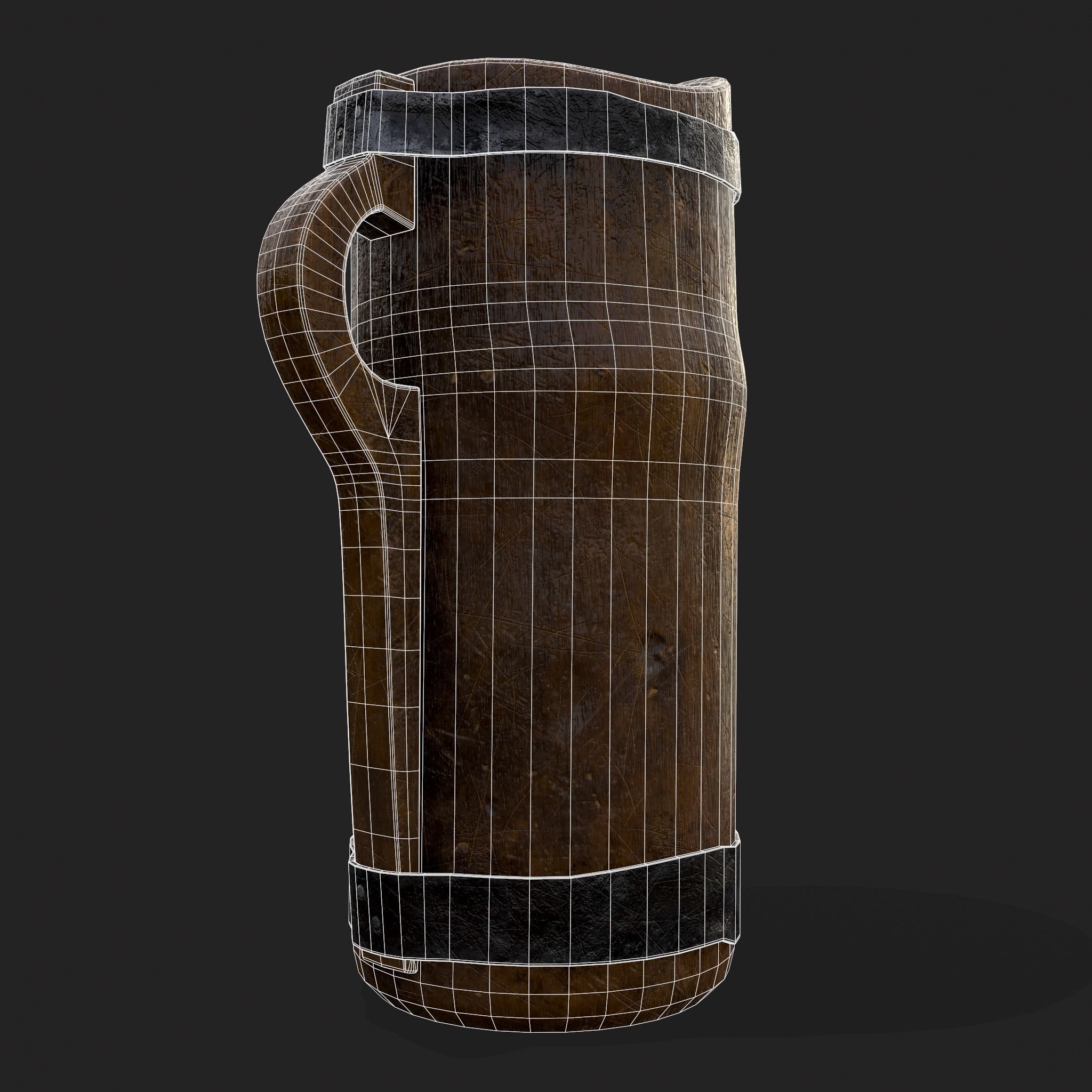 Rustic Wooden Beer Pitcher Low-poly 3D model_8