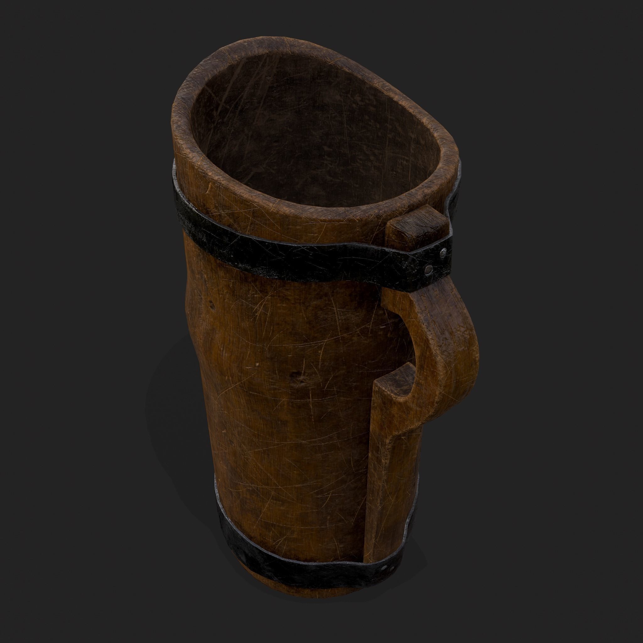 Rustic Wooden Beer Pitcher Low-poly 3D model_15