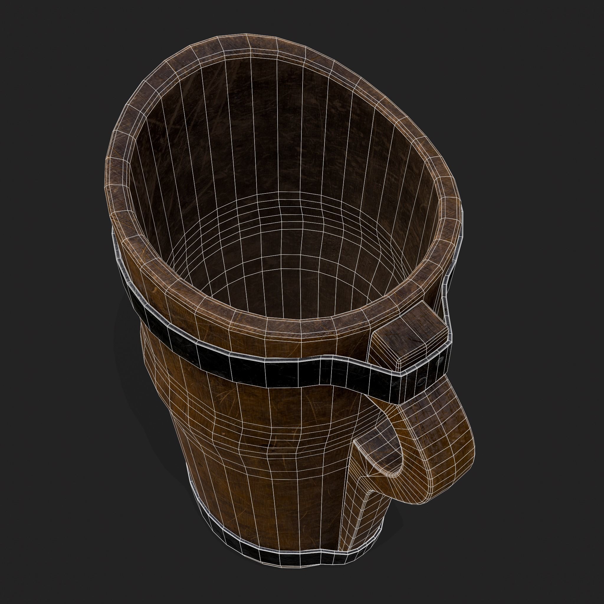 Rustic Wooden Beer Pitcher Low-poly 3D model_6