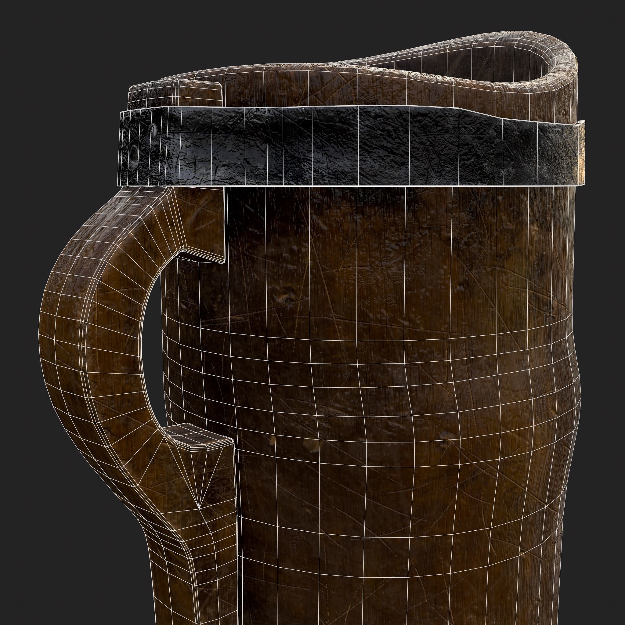 Rustic Wooden Beer Pitcher Low-poly 3D model_14