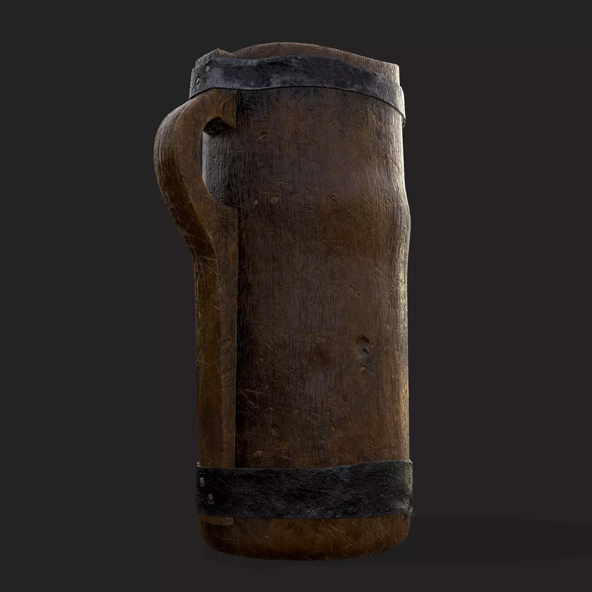 Rustic Wooden Beer Pitcher Low-poly 3D model_0