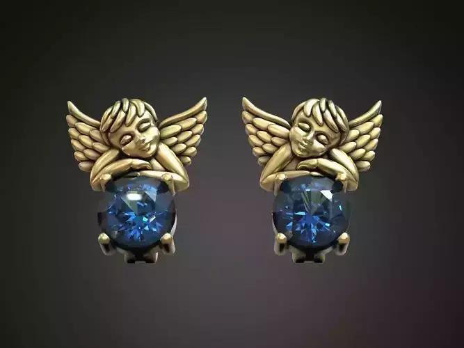 Earrings angels sleeping wings 3D print model