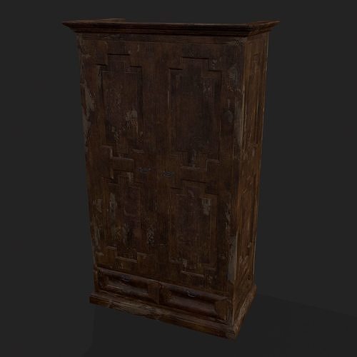 Rustic Medieval Wardrobe Low-poly 3D model