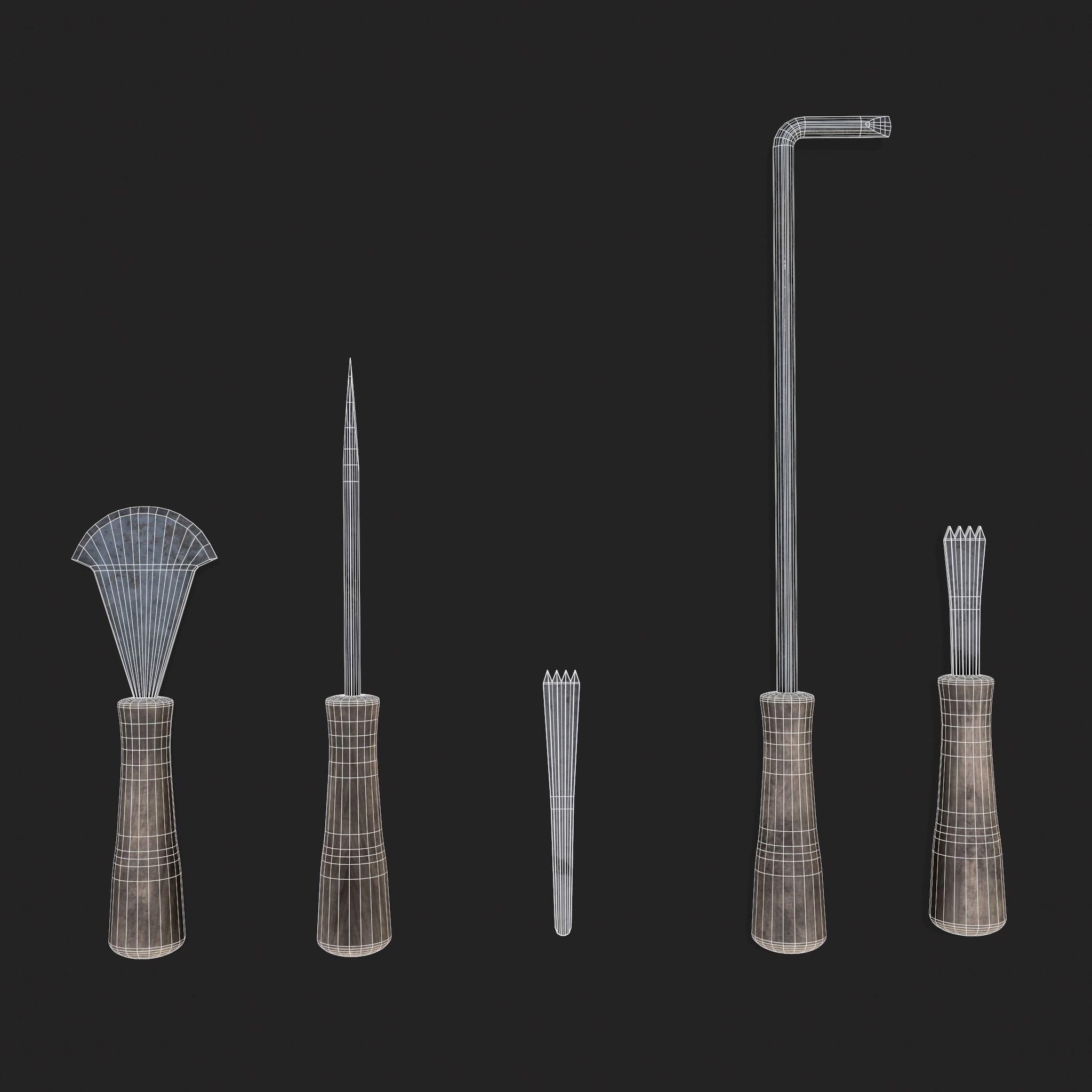 Leather Working Hand Tools Low-poly 3D model_8