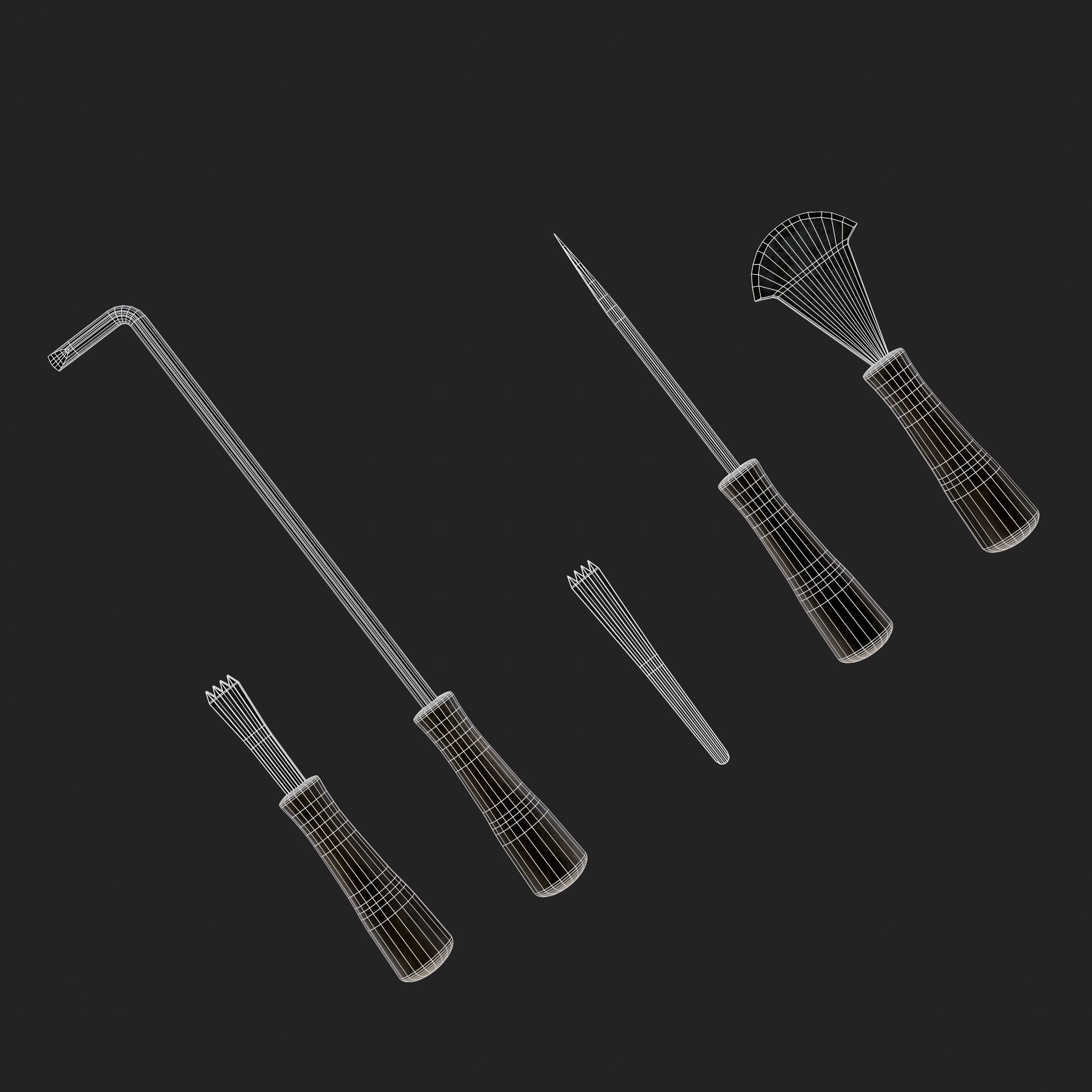Leather Working Hand Tools Low-poly 3D model_10