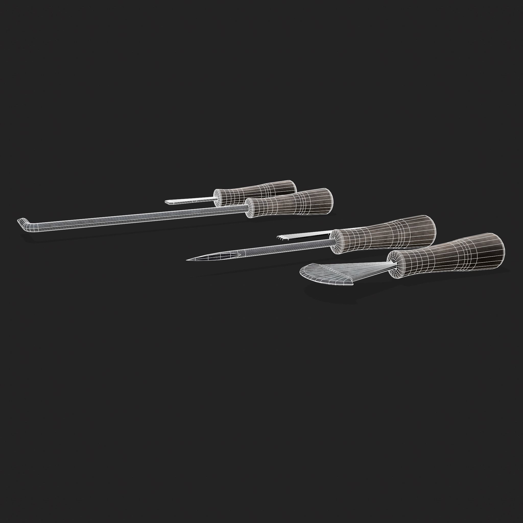 Leather Working Hand Tools Low-poly 3D model_6