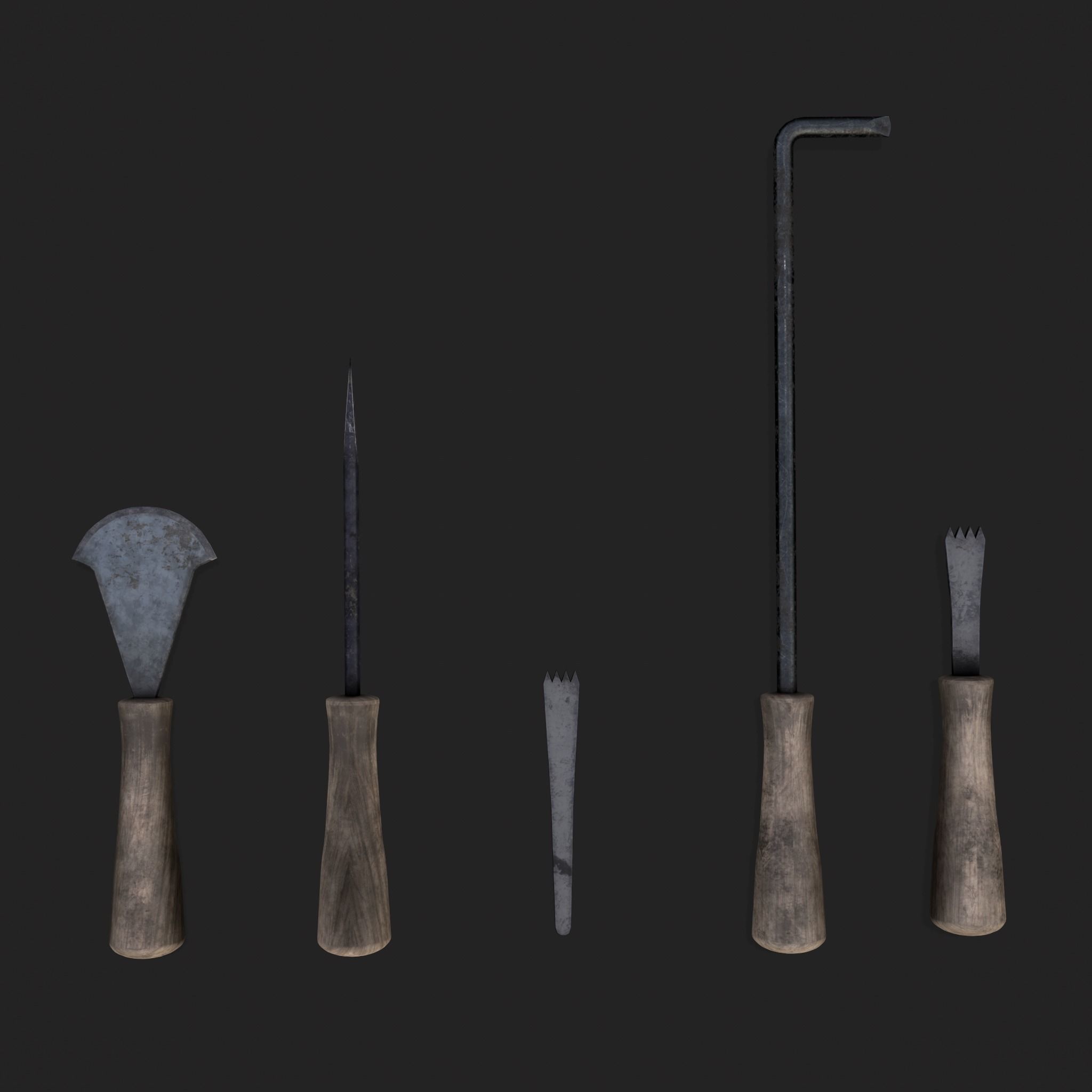 Leather Working Hand Tools Low-poly 3D model_7