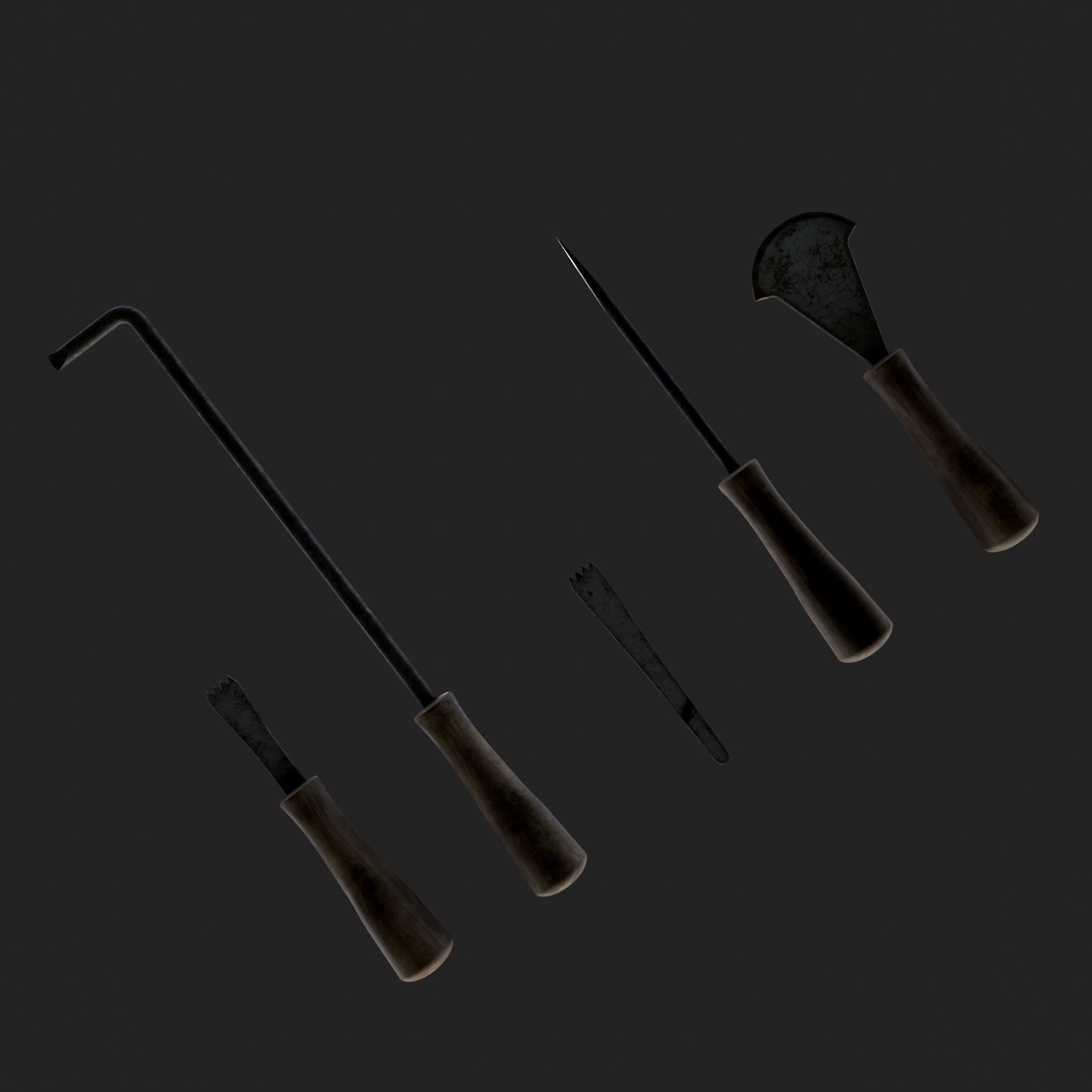 Leather Working Hand Tools Low-poly 3D model_9