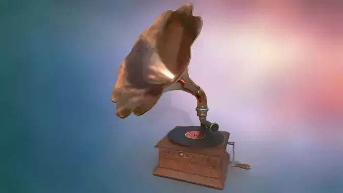 Vintage retro musical instrument gramophone PBR low-poly 3D Low-poly 3D model