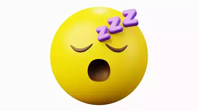 Sleeping Yellow Ball Emoticon Emoji or Smiley 3D model