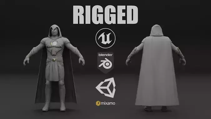 Moon Knight 3D rigged model Low-poly 3D model