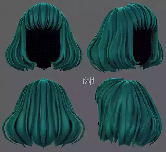 3D Hair style for girl V104 Low-poly 3D model