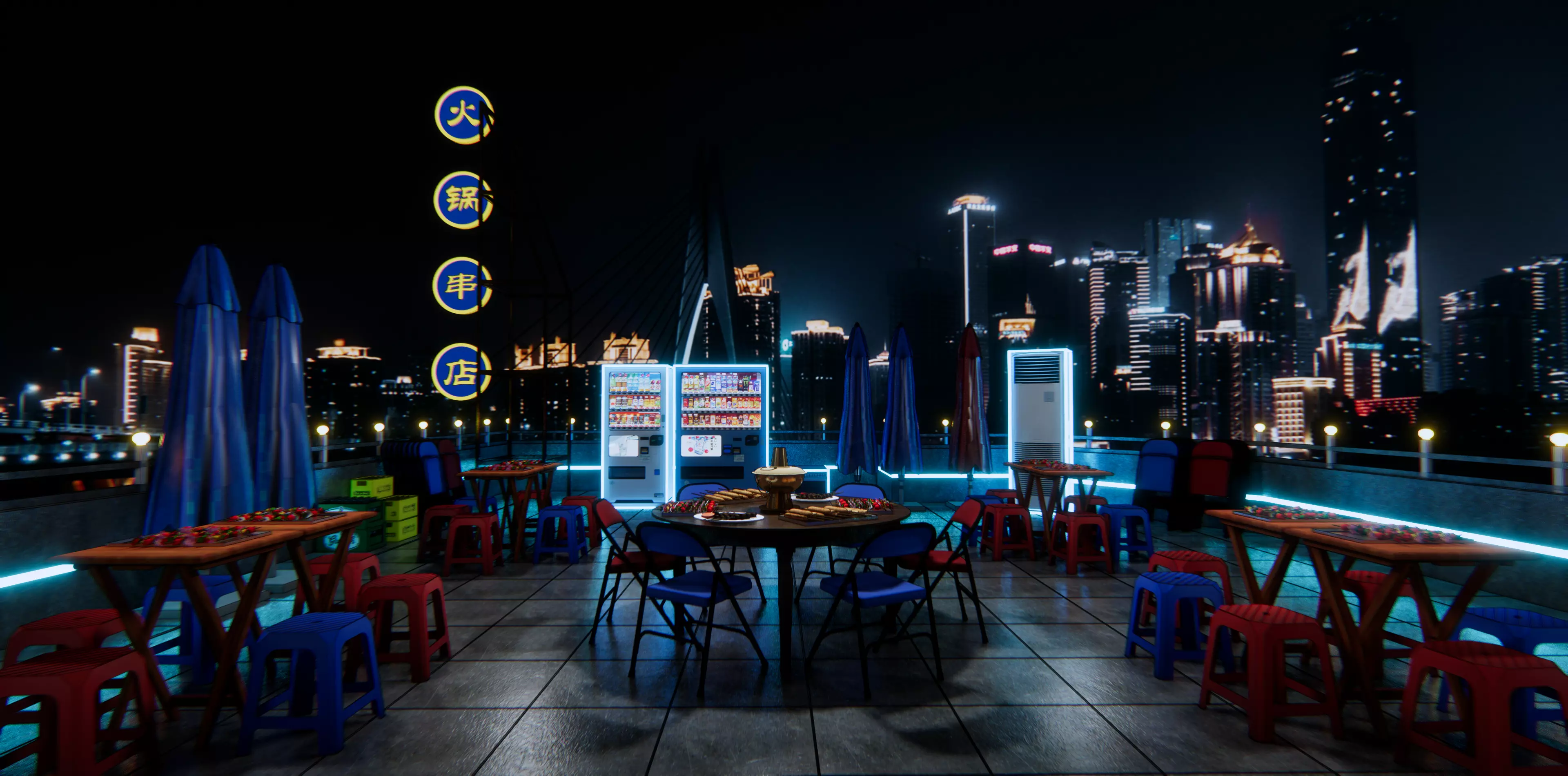 Rooftop hot pot Restaurant 3D model