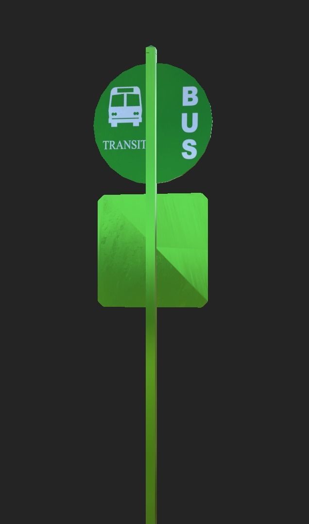 Bus Stop Sign Free 3D model_2