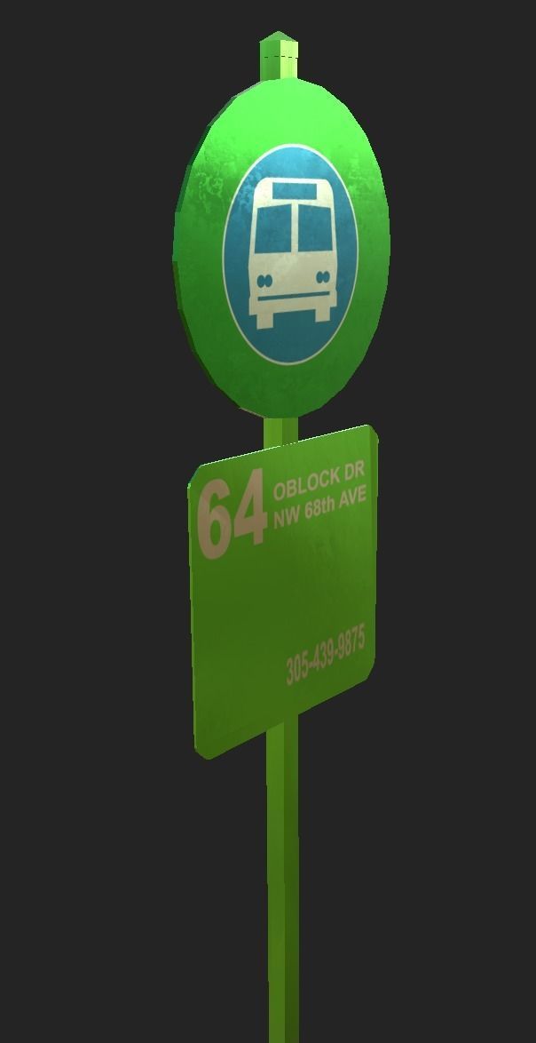 Bus Stop Sign Free 3D model_1