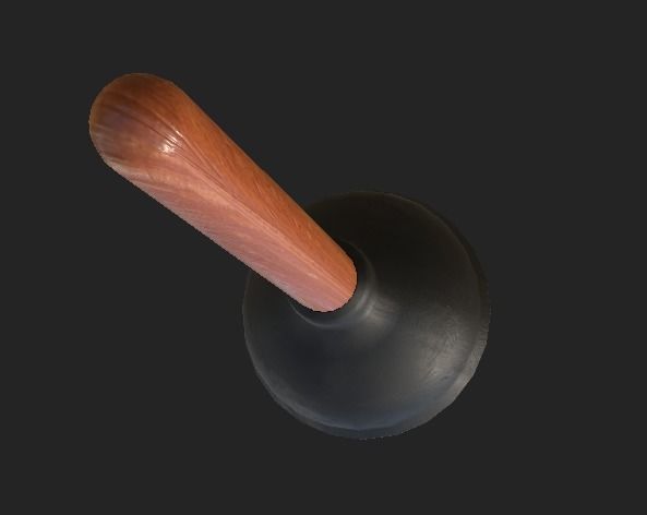 Plunger wooden handle Free 3D model_3