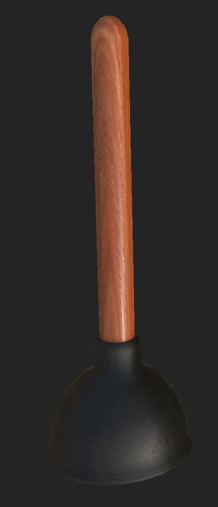 Plunger wooden handle Free 3D model_4