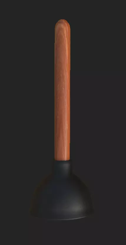 Plunger wooden handle Free 3D model_0