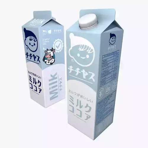 Japanese Milk Carton Box Low-poly 3D model
