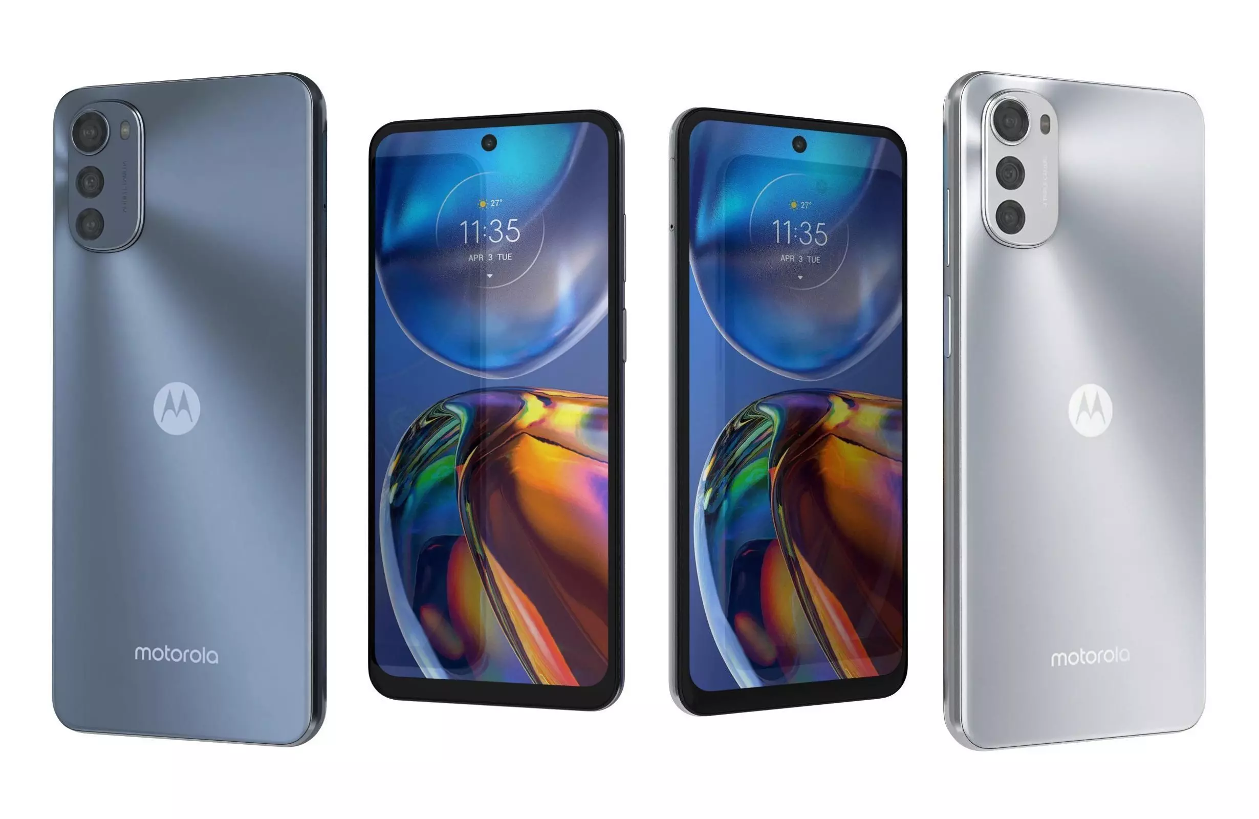 Motorola Moto E32 Blue And Silver 3D model_0