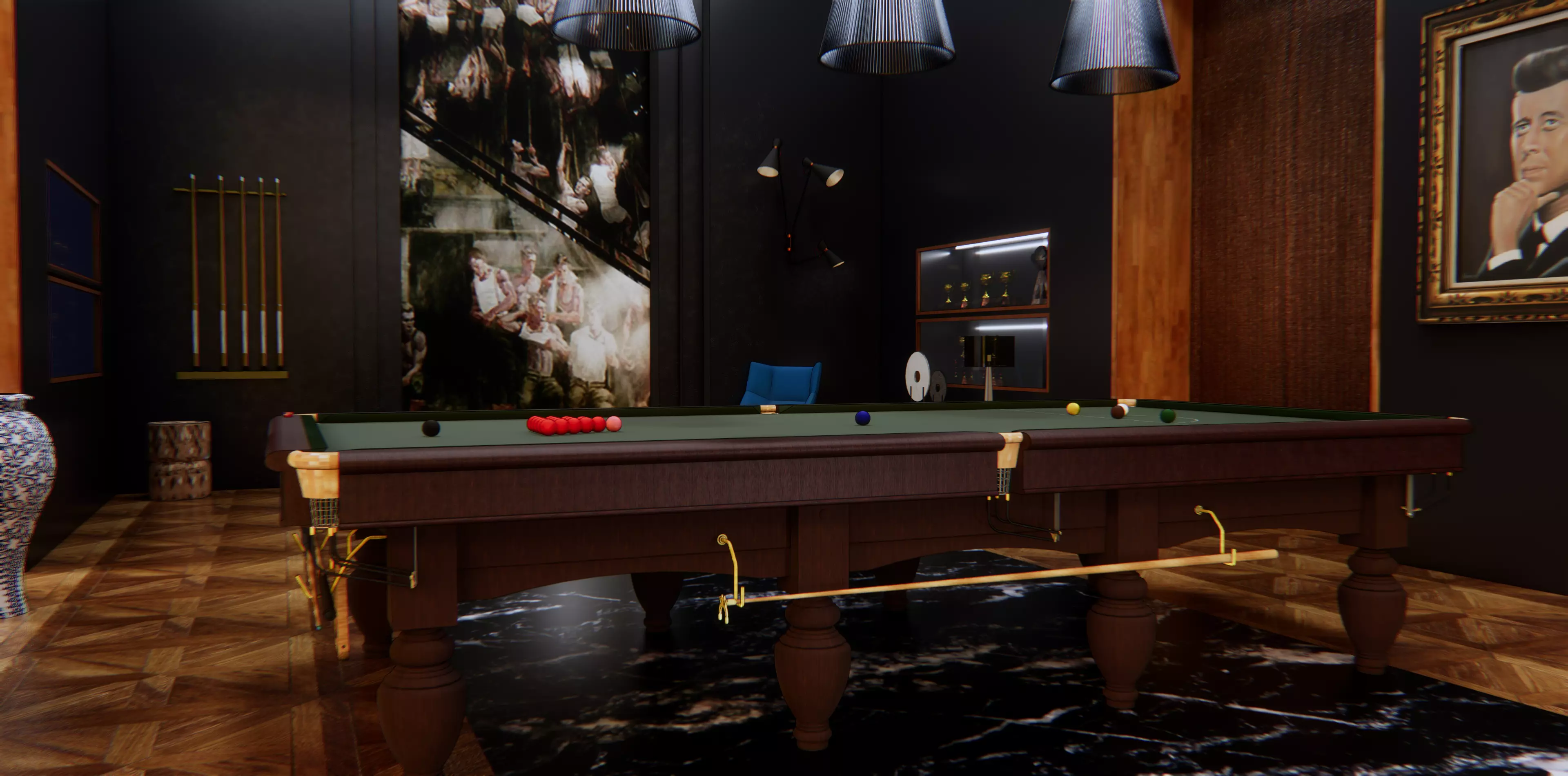 billiard room interior 3D model_0