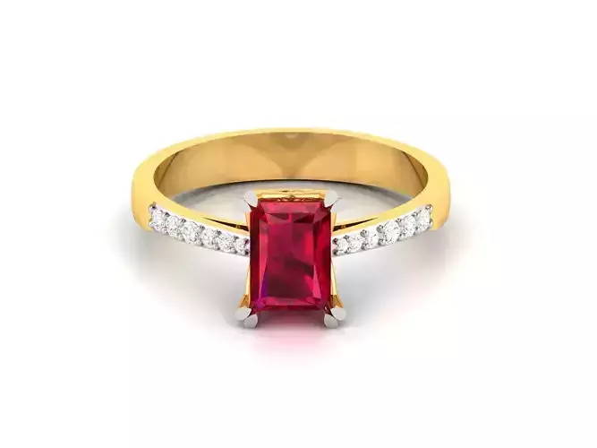 Solitaire Wedding Engagement Emerald Stone Ring 3D print model