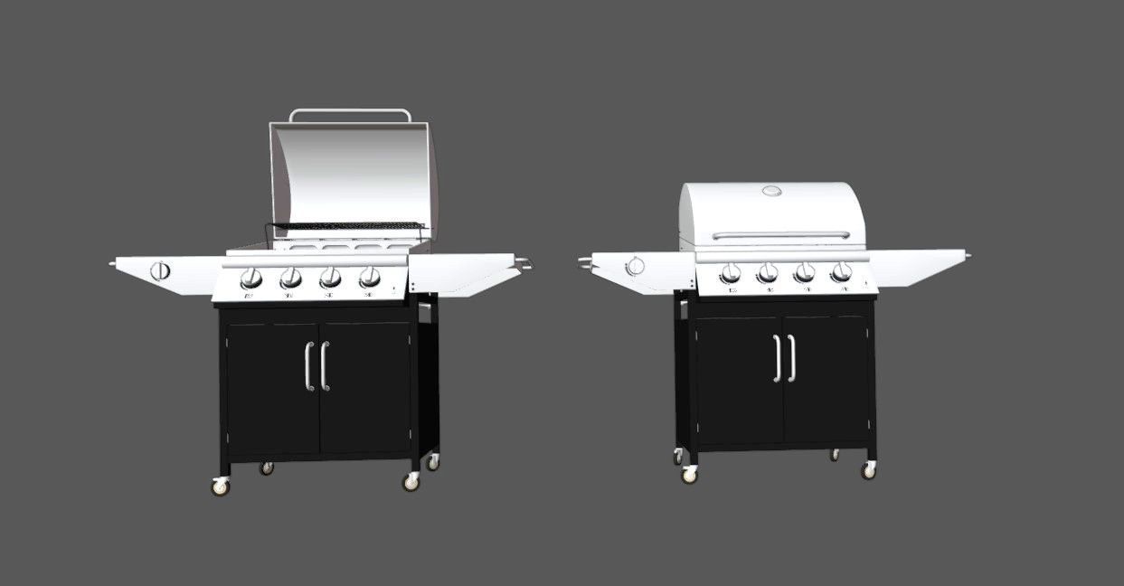 Medium Gas BBQ Low-poly 3D model_3